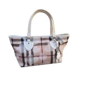 Burberry Cream and Brown Plaid Tote